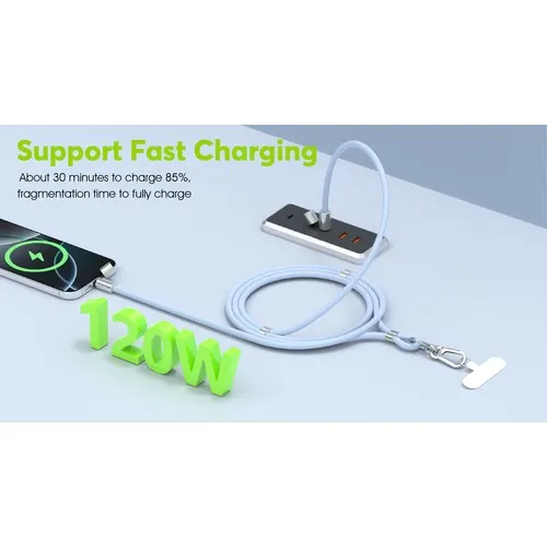 Lanière Tour de Cou avec Câble de Charge Rapide USB-C 100W