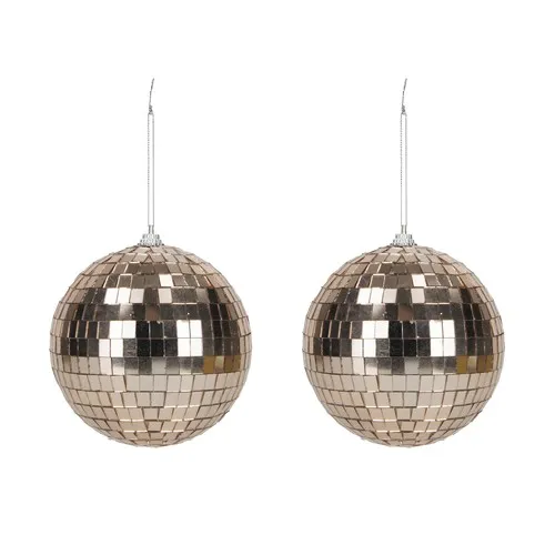 Boules Disco Rose Gold 10cm - Lot de 2 avec Kit de Suspension