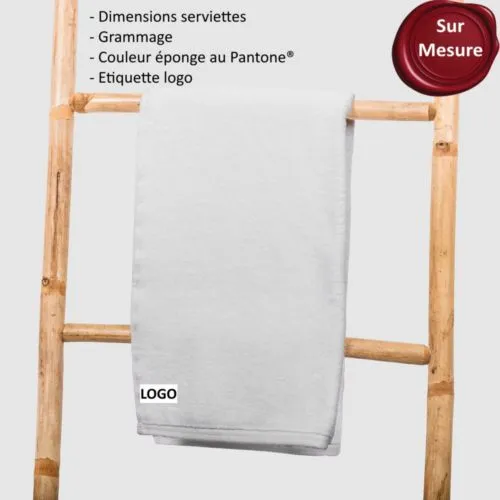Serviette Coton Éponge 30x50 cm avec Étiquette Logo Personnalisée