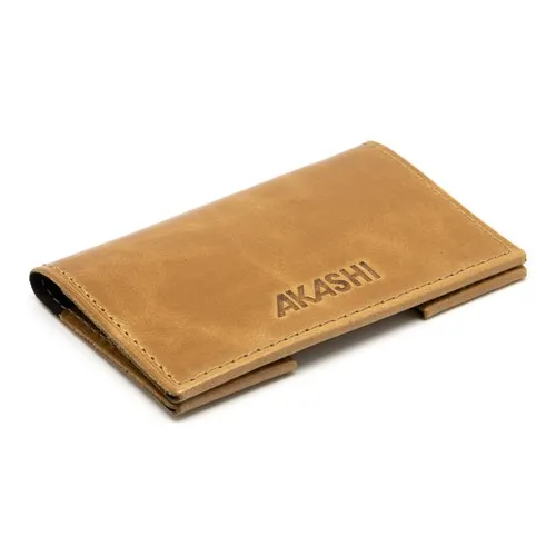 PORTE-CARTES FOLIO AVEC OU SANS ANTI-RFID EN CUIR VERITABLE MARRON CLAIR - MADE IN EUROPE