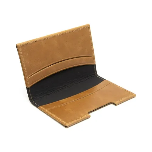 PORTE-CARTES FOLIO AVEC OU SANS ANTI-RFID EN CUIR VERITABLE MARRON CLAIR - MADE IN EUROPE