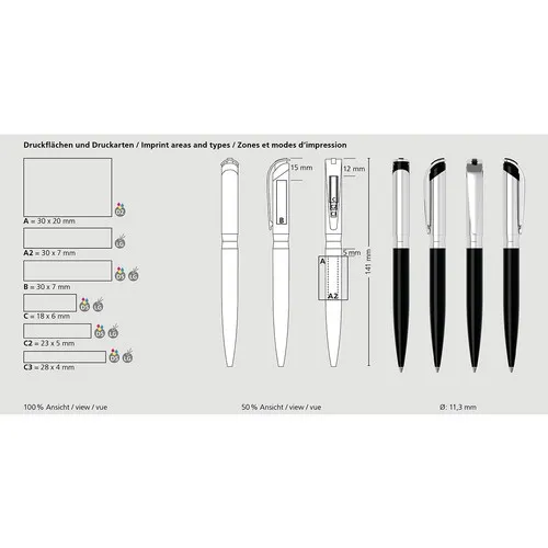 Stylo Bille Métal Pivotant I-roq - Personnalisable Haut de Gamme