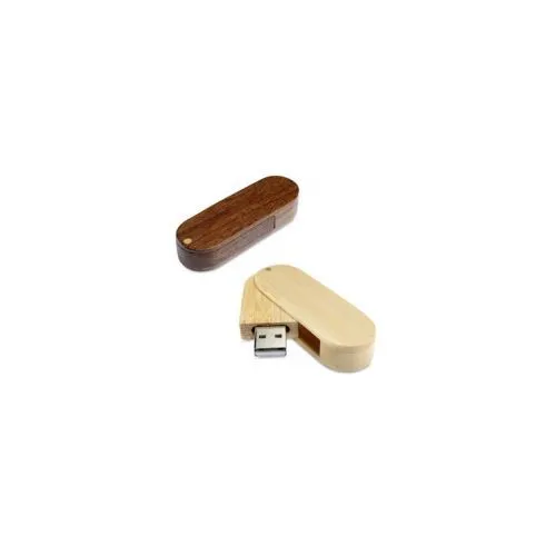 Clé USB Pivotante en Bois Personnalisable - Support Écologique