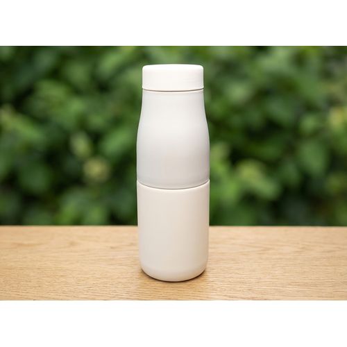 Bouteille isotherme 400 ml avec filtre à thé et tasse - Beige