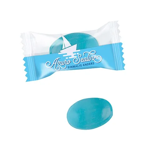 Bonbon Bleu Menthe Personnalisé en Flowpack - Goodies Publicitaires