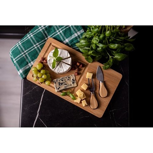 Service à fromage en bambou personnalisable avec couteau et fourchette