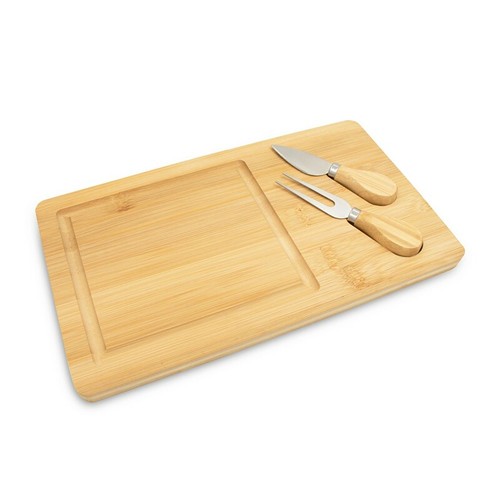 Service à fromage en bambou personnalisable avec couteau et fourchette