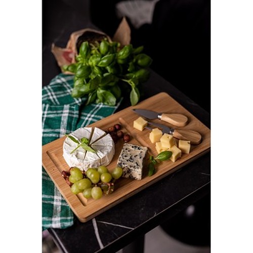 Service à fromage en bambou personnalisable avec couteau et fourchette