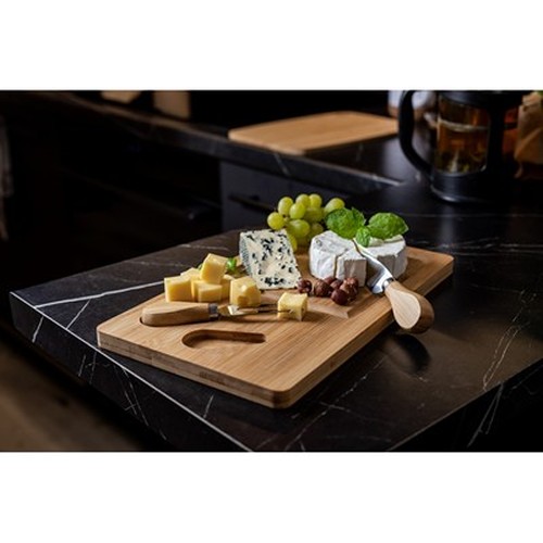 Service à fromage en bambou personnalisable avec couteau et fourchette