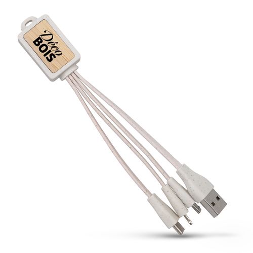 Câble USB 3 en 1 Support Téléphone Écologique Personnalisable