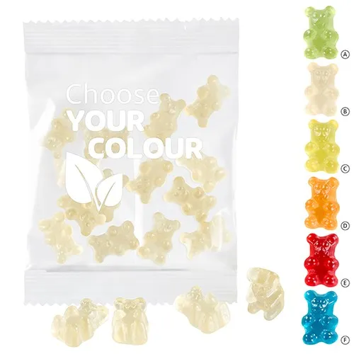 Oursons Vegan Monocouleur 20g - Sachet Compostable Personnalisable