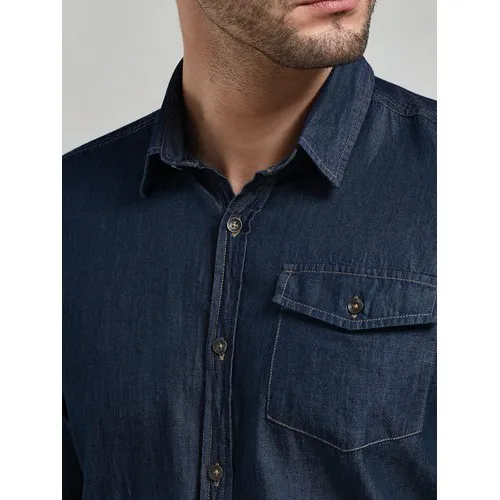 Chemise denim à coutures jeans pour homme