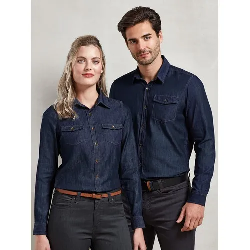 Chemise denim à coutures jeans pour homme