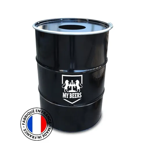 Cendrier Baril 200L Noir Personnalisable - Fabrication Française