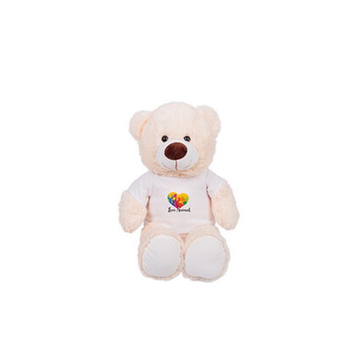 Ours en Peluche Personnalisable avec T-shirt - Bernie Cream 40cm
