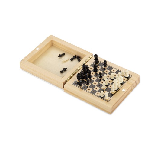 Jeu d'échecs de voyage personnalisable en sac coton avec pions bois