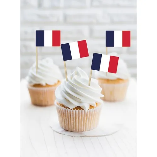 Pics à Cocktail Drapeau France x10 - Bambou Naturel