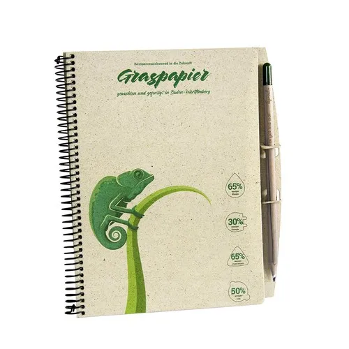 Carnet A5 Écologique en Papier d'Herbe - 50 Feuilles Personnalisable