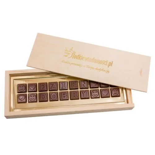 Chocolat message L20 en boîte en bois