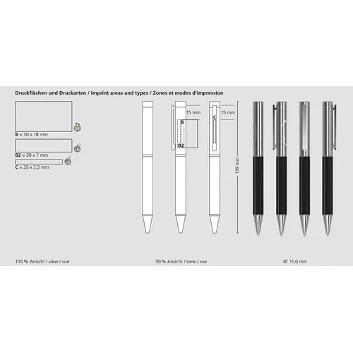 Stylo Bille Pivotant Carbone Premium - Personnalisable