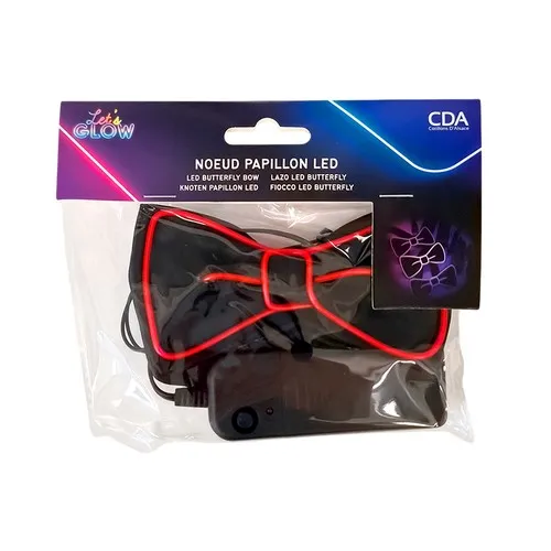 Nœud Papillon LED Lumineux Personnalisable - 6 Coloris Assortis