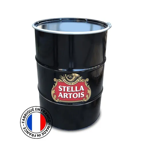 Baril Métallique Noir 200L Personnalisable - Fabrication Française