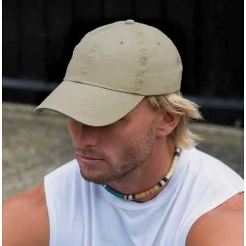 Casquette Coton Sergé Prélavé 6 Panneaux - Visière Sandwich Contrastée