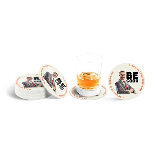 Sous-verre PVC rond personnalisable - Fabrication française