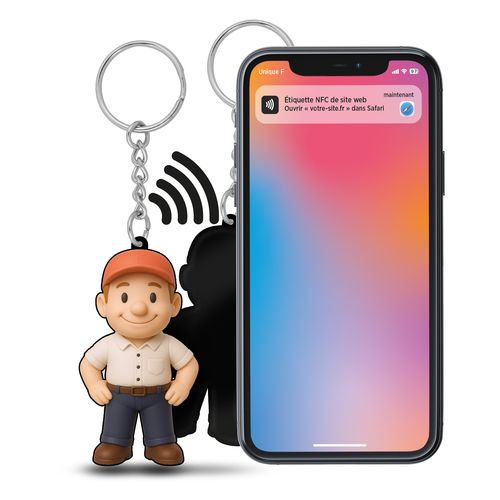 Porte-clés PVC 3D sur mesure avec puce NFC intégrée