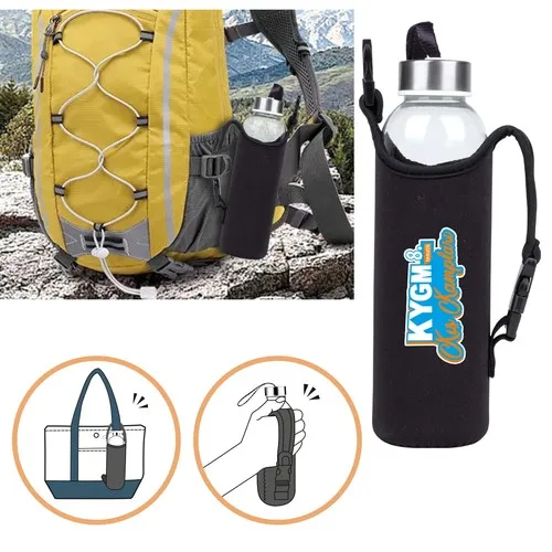 Bouteille en verre avec couvercle à sangle 500 ml