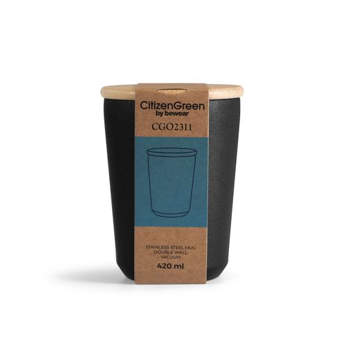 Mug Isotherme 360ml Bambou & Inox - Personnalisable