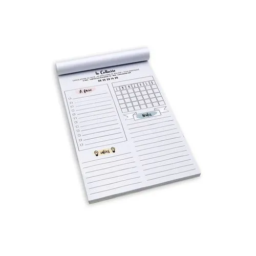 BLOC-NOTE ENCOLLE - MAXI 210 x 297 mm - 30 FEUILLES 80g OFFSET - IMPRESSION RECTO NOIR