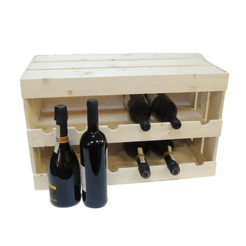 Panier en Bois 4 Bouteilles Personnalisable - Cadeau d'Entreprise