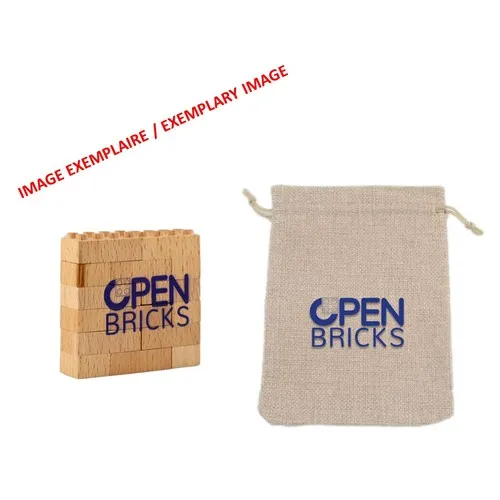 Boîte à stylos briques bois personnalisable - 51 pièces + sac coton