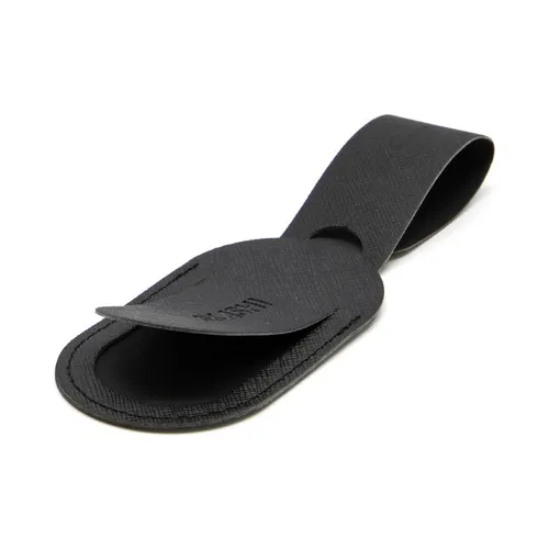 ETIQUETTE BAGAGE EN SIMILI-CUIR NOIR GRAINE - MADE IN EUROPE