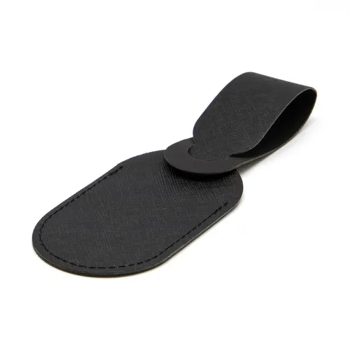 ETIQUETTE BAGAGE EN SIMILI-CUIR NOIR GRAINE - MADE IN EUROPE