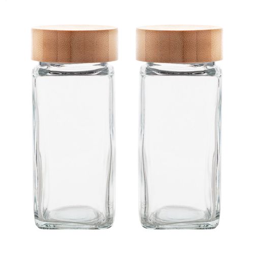 Set 2 Bocaux Épices Verre et Bambou 120ml Personnalisables