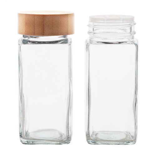 Set 2 Bocaux Épices Verre et Bambou 120ml Personnalisables
