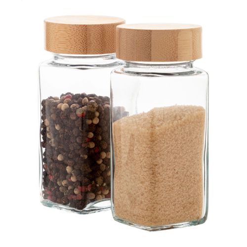 Set 2 Bocaux Épices Verre et Bambou 120ml Personnalisables