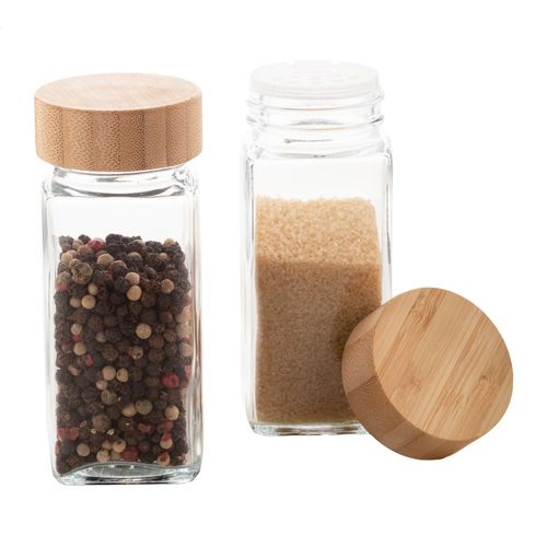 Set 2 Bocaux Épices Verre et Bambou 120ml Personnalisables