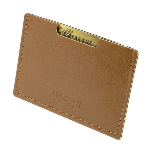 PORTE CARTE SIMPLE EN SIMILI-CUIR LISSE MARRON - MADE IN EUROPE