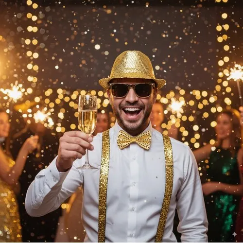 Set Accessoires Festifs 4 Pièces Doré - Personnalisable