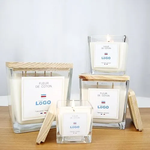 Bougie végétale GRASSE Carré 700g - Fleur de coton