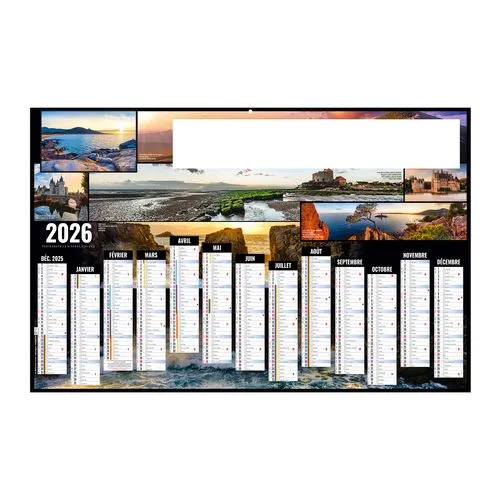 TOUR DE FRANCE 2026 - MAXI 650 x 405 mm - LEGER 400G - DOS CUISINE - SANS MARQUAGE - 1 TROU EN TETE