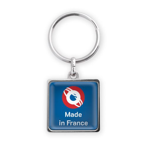 Porte-clés Zamac Carré Personnalisable - Finition Nickel Brillant