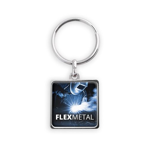 Porte-clés Zamac Carré Personnalisable - Finition Nickel Brillant