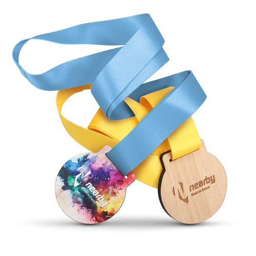 Médaille Bois Hêtre 60mm Personnalisable - Fabrication Française