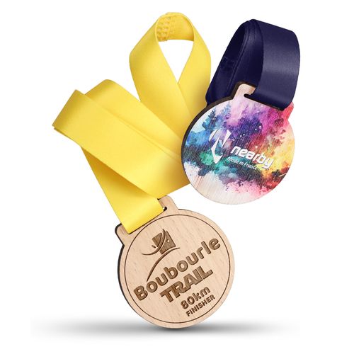 Médaille Bois Hêtre 60mm Personnalisable - Fabrication Française