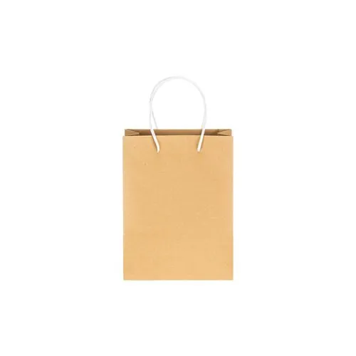 Sac papier recyclé naturel 22x29x10 cm - Poignées courtes colorées