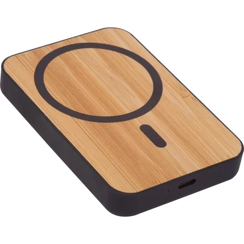 Chargeur Sans Fil MagSafe 5000 mAh Bambou avec Support Intégré